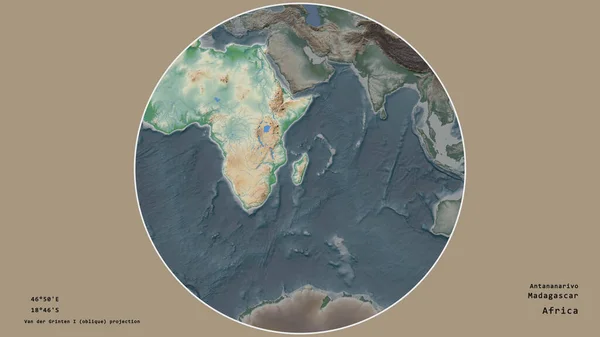 Zone Madagascar Était Centrée Dans Cercle Entourant Son Continent Sur — Photo