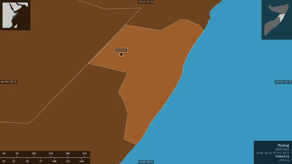 Mudug Regione Della Somalia Solidi Modellati Con Laghi Fiumi Forma — Foto Stock