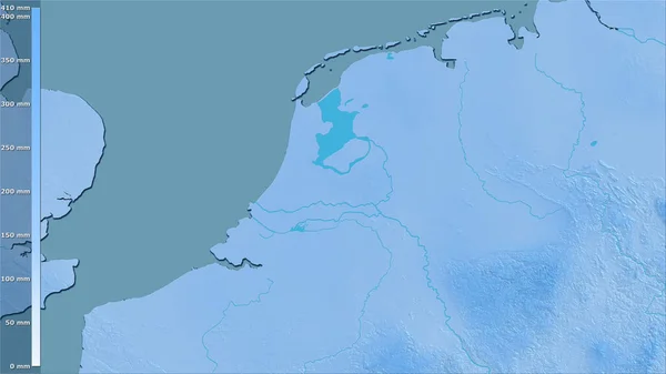 Précipitation Trimestre Froid Dans Zone Néerlandaise Dans Projection Stéréographique Avec — Photo
