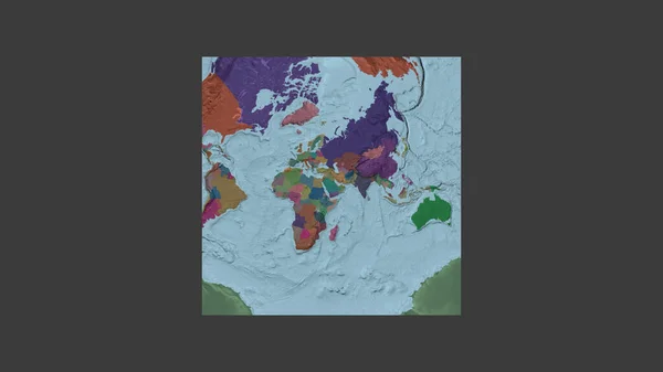 Quadratischer Rahmen Der Großformatigen Weltkarte Einer Schrägen Van Der Grinten — Stockfoto