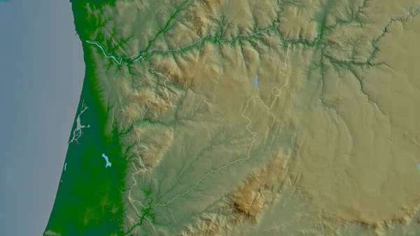Viseu 葡萄牙区 湖泊和河流的彩色阴影数据 形状与它的国家相对应 3D渲染 — 图库照片