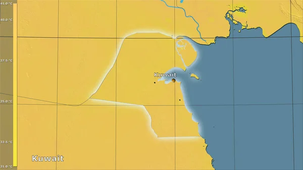 带有图例的立体投影中科威特地区内的年均温度变化 主成分 — 图库照片