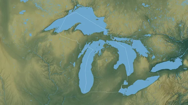 Michigan Stato Degli Stati Uniti Rilievo Colorato Con Laghi Fiumi — Foto Stock