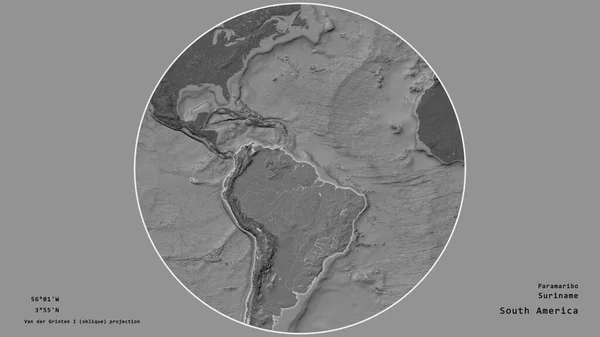 Area Del Suriname Centrata Nel Cerchio Che Circonda Suo Continente — Foto Stock