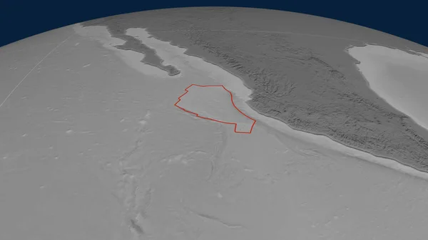 Plaque Tectonique Rivera Dessinée Sur Globe Carte Altitude Niveaux Gris — Photo