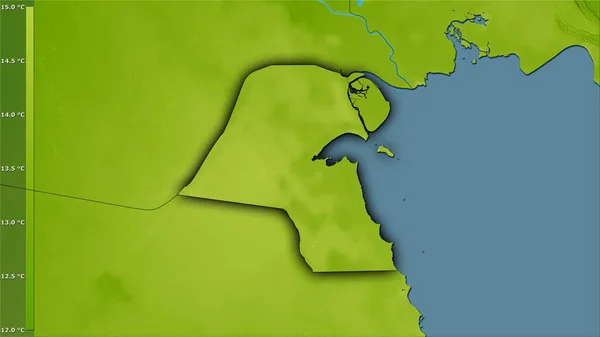 Temperatura Média Quarto Mais Frio Dentro Área Kuwait Projeção Estereográfica — Fotografia de Stock