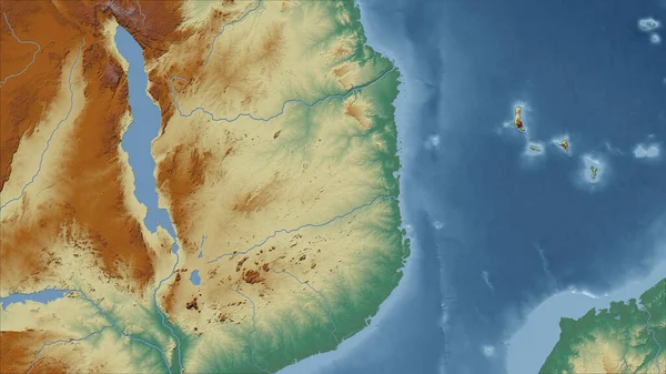 Malawi Detailní Pohled Zemi Žádný Obrys Mapa Topografického Reliéfu — Stock fotografie