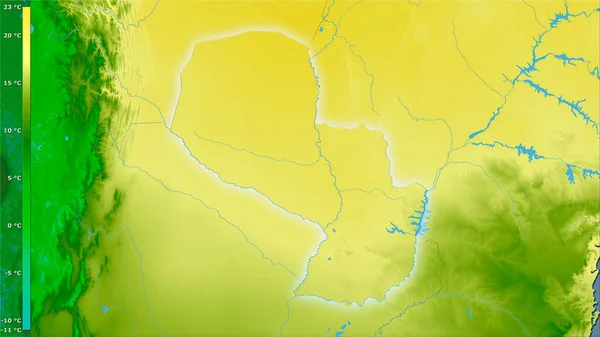 Gemiddelde Temperatuur Van Het Koudste Kwartier Het Paraguay Gebied Stereografische — Stockfoto