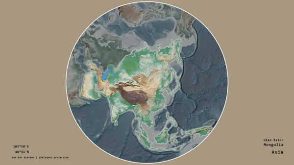 Area Della Mongolia Centrata Nel Cerchio Che Circonda Suo Continente — Foto Stock