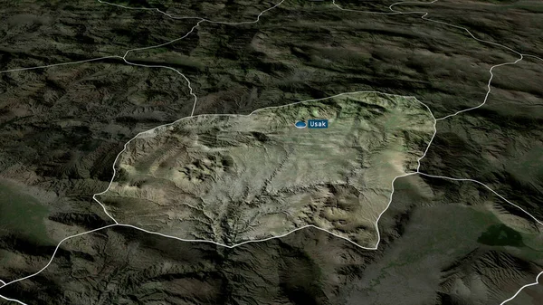 Usak Provinsen Turkiet Zoomas Och Betonas Med Kapital Satellitbilder Rendering — Stockfoto