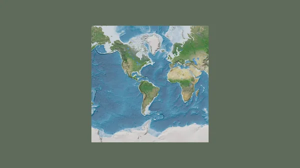 Vierkant Kader Van Grootschalige Wereldkaart Een Schuine Van Der Grinten — Stockfoto