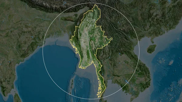 Myanmar Zoomade Och Cirklade Satellitbilder Rendering — Stockfoto