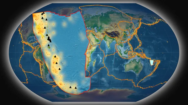 Nowe Hebrydy Płyta Tektoniczna Wytłaczana Prezentowana Globalnej Mapie Fizycznej Kolor — Zdjęcie stockowe