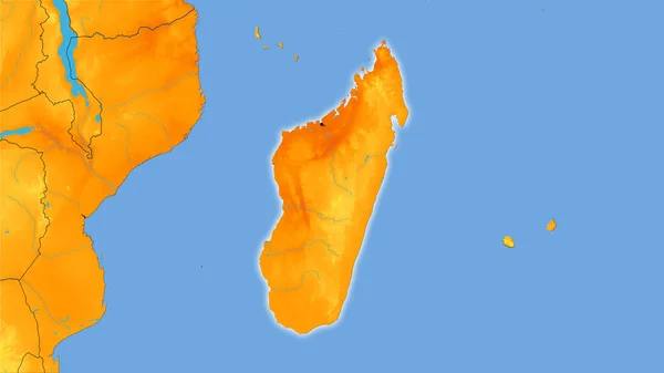 Obszar Madagaskaru Rocznej Mapie Temperatury Projekcji Stereograficznej Surowa Kompozycja Warstw — Zdjęcie stockowe
