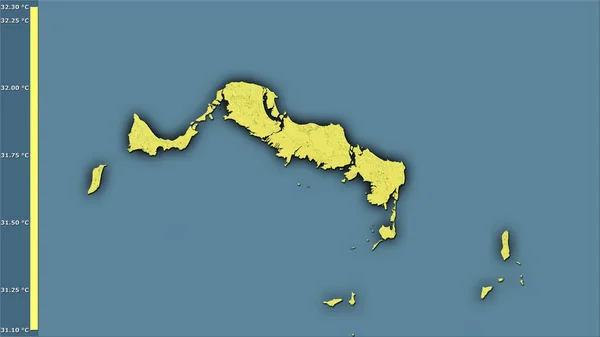 Maksymalna Temperatura Najcieplejszego Miesiąca Obszarze Wysp Turks Caicos Projekcji Stereograficznej — Zdjęcie stockowe