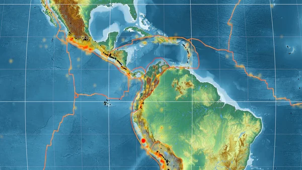 Тектоническая Плита Северных Анд Очерченная Глобальной Топографической Рельефной Карте Каврайской — стоковое фото