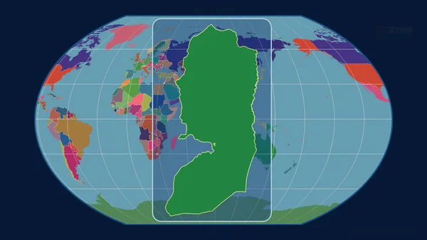 Vista Ampliada Del Contorno Cisjordania Con Líneas Perspectiva Contra Mapa — Foto de Stock