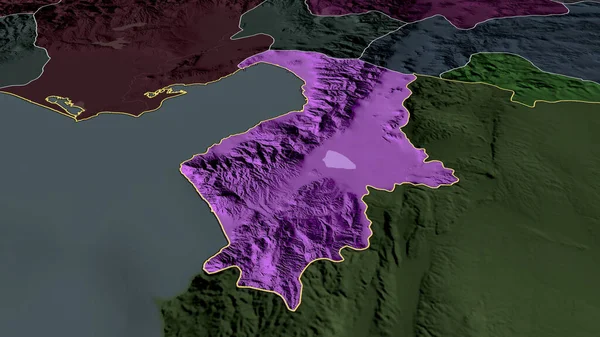 Hatay Provincia Turquía Zoomed Destacó Mapa Coloreado Tocado División Administrativa — Foto de Stock