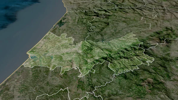 Coimbra Distrikt Portugal Zoomas Och Markeras Satellitbilder Rendering — Stockfoto