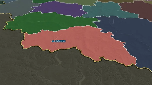 Белгород Регион России Увеличился Выделялся Столицей Цветная Карта Административного Деления — стоковое фото