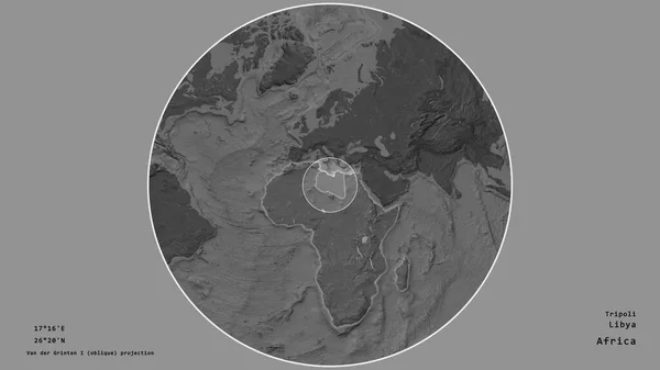 Bereich Von Libyen Mit Einem Kreis Auf Der Großformatigen Landkarte — Stockfoto