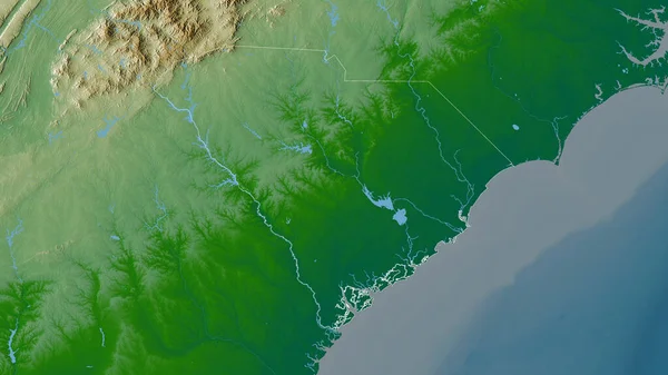 South Carolina Staat Van Verenigde Staten Gekleurde Schaduwgegevens Met Meren — Stockfoto