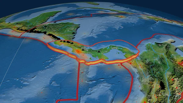 Plaque Tectonique Panama Extrudée Sur Globe Imagerie Satellite Rendu — Photo