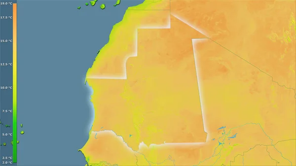 Variación Media Temperatura Diurna Dentro Del Área Mauritania Proyección Estereográfica — Foto de Stock