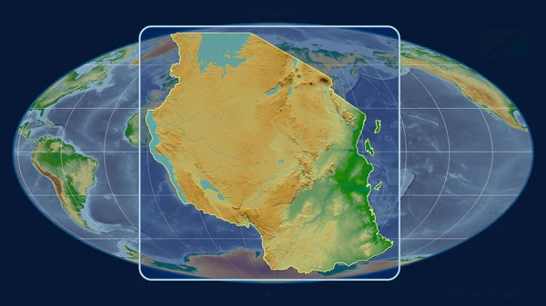 Vista Ampliada Del Esquema Tanzania Con Líneas Perspectiva Contra Mapa —  Fotos de Stock