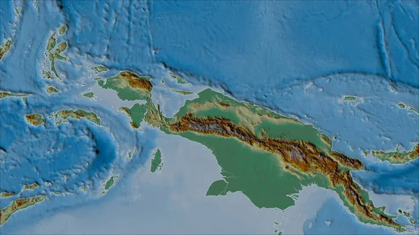Соседи Тектонической Плиты Маоке Рельефной Карте Проекции Ван Дер Гринтена — стоковое фото