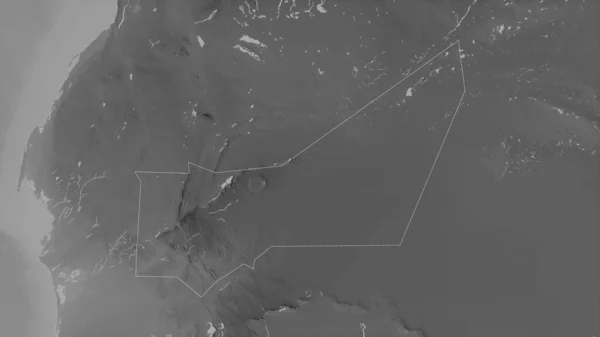 Adrar Regionen Mauretanien Grayscaled Karta Med Sjöar Och Floder Form — Stockfoto