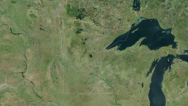 Minnesota Staat Van Verenigde Staten Satellietbeelden Vorm Geschetst Tegen Zijn — Stockfoto