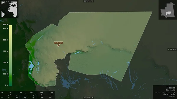 Tagant Region Mauretanien Farbige Shader Daten Mit Seen Und Flüssen — Stockfoto
