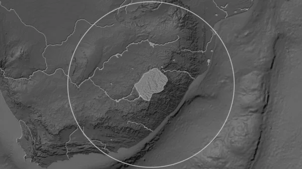 Area Allargata Del Lesotho Circondata Cerchio Sullo Sfondo Del Suo — Foto Stock