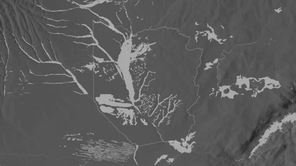 ザンビアの州 湖や川とグレースケールの地図 形状は その国の領域に対して概説 3Dレンダリング — ストック写真