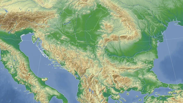 Serbia Vecindario Perspectiva Oblicua Distante Sin Contorno Mapa Físico Color — Foto de Stock