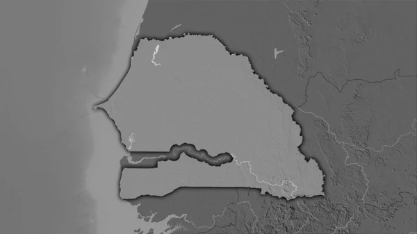 Área Senegal Mapa Elevação Bilevel Projeção Estereográfica Composição Bruta Camadas — Fotografia de Stock