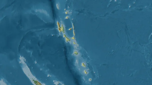 Vanuatu Gebiet Auf Der Topographischen Reliefkarte Der Stereographischen Projektion Rohzusammensetzung — Stockfoto