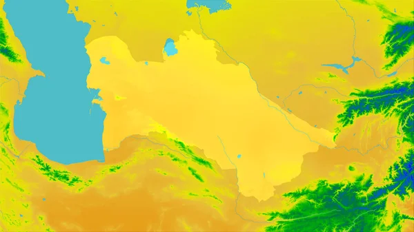 Zona Turkmenistán Mapa Anual Temperatura Proyección Estereográfica Composición Bruta Las — Foto de Stock