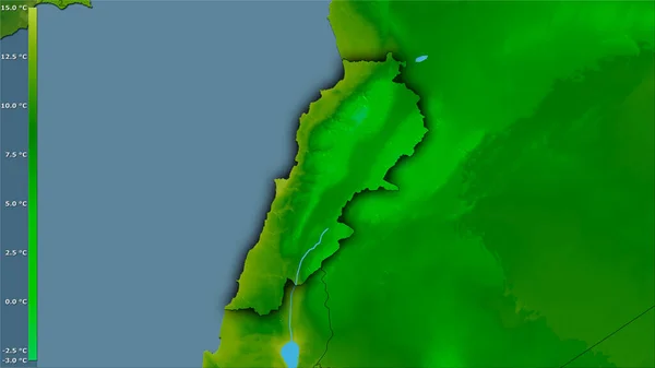 Temperatura Média Quarto Mais Quente Dentro Área Líbano Projeção Estereográfica — Fotografia de Stock