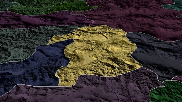 Bingol Province Turquie Zoomé Mis Évidence Carte Colorée Bosselée Division — Photo