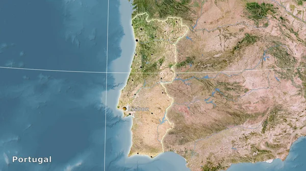 Portugal area on the satellite C map in the stereographic projection - main composition