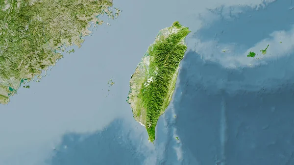 Taiwan Área Satélite Mapa Proyección Estereográfica Composición Cruda Capas Trama — Foto de Stock