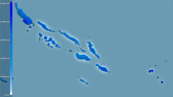 Précipitations Annuelles Dans Région Des Îles Salomon Dans Projection Stéréographique — Photo