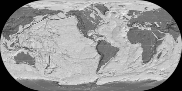 Världskarta Ortelius Ovala Projektion Centrerad Västlig Longitud Bilevel Topografisk Karta — Stockfoto