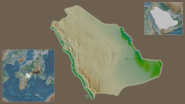Primer Plano Arabia Saudita Ubicación Región Centro Mapa Mundial Gran — Foto de Stock