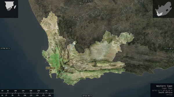 Cabo Occidental Provincia Sudáfrica Imágenes Satélite Forma Presentada Contra Área —  Fotos de Stock