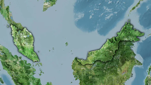 Stereografik Projeksiyondaki Uydusundaki Malezya Bölgesi Koyu Parlak Çizgili Raster Tabakalarının — Stok fotoğraf