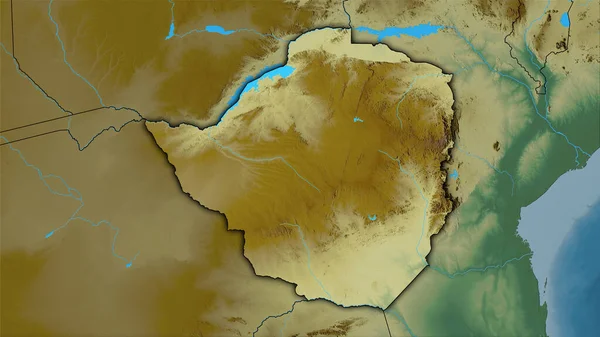 Zimbabwe Område Topografisk Reliefkarta Stereografisk Projektion Sammansättning Raster Lager Med — Stockfoto