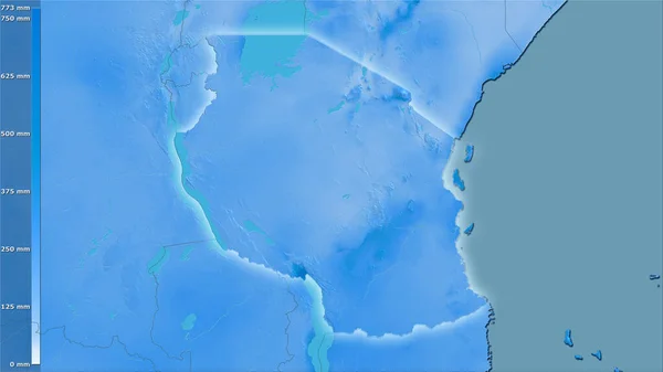 Precipitación Del Mes Más Húmedo Dentro Del Área Tanzania Proyección —  Fotos de Stock